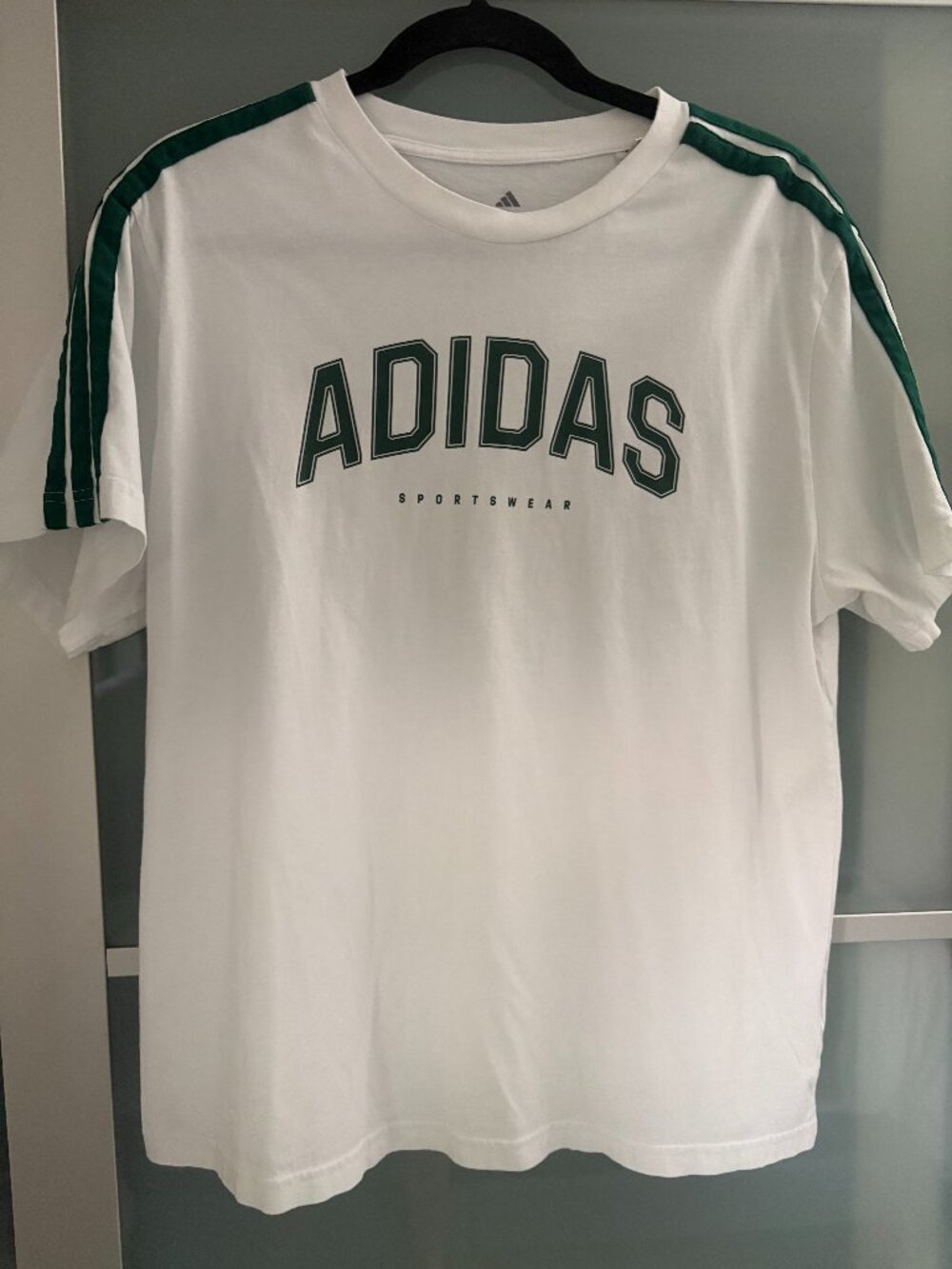 Adidas Women’s XL Lounge Soft-Side Graphic Tee White Green JN9128